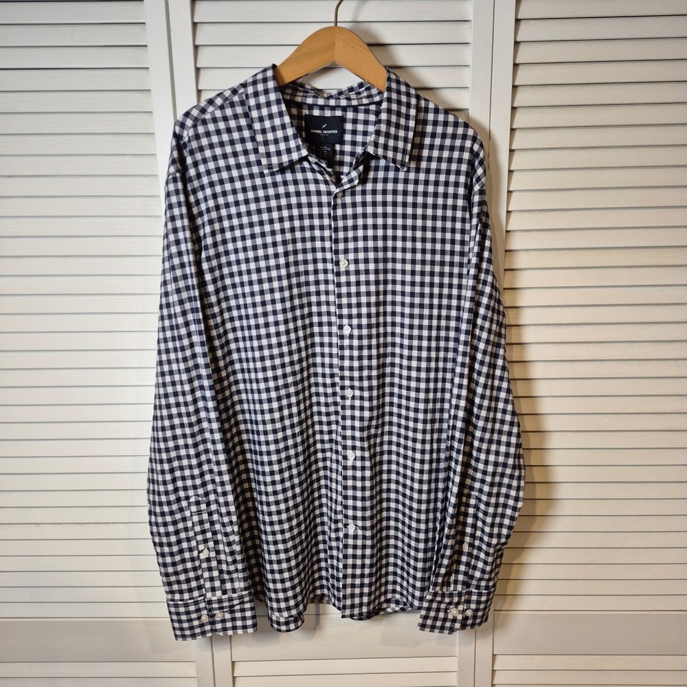 Daniel Hechter Paris Mens XXL Gingham Check Button Down Long Sleeve Shirt NWT - Picture 3 of 11